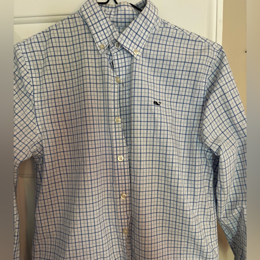 Boys Blue plaid Vineyard Vines dress shirt